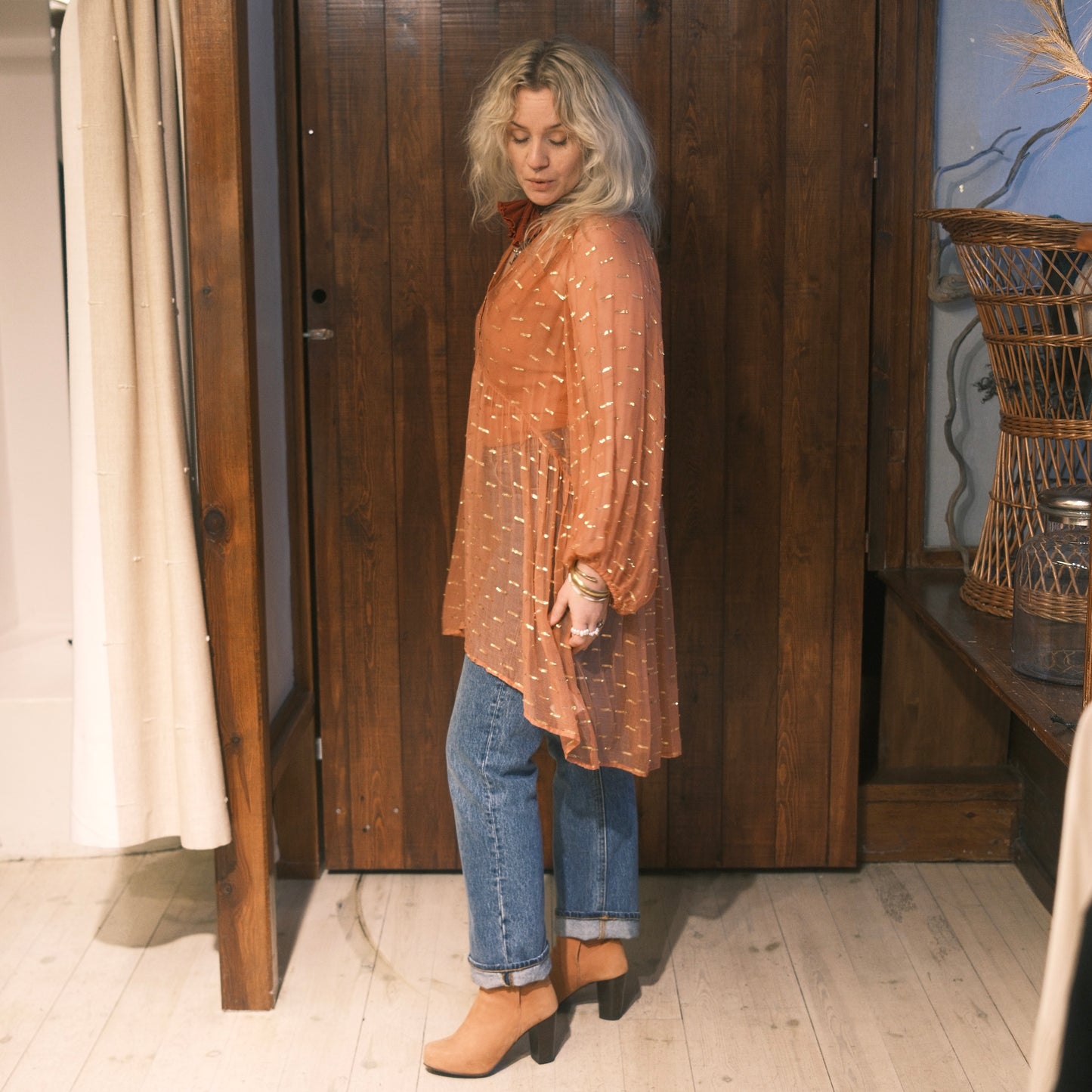 Peach Blus - Storlek S