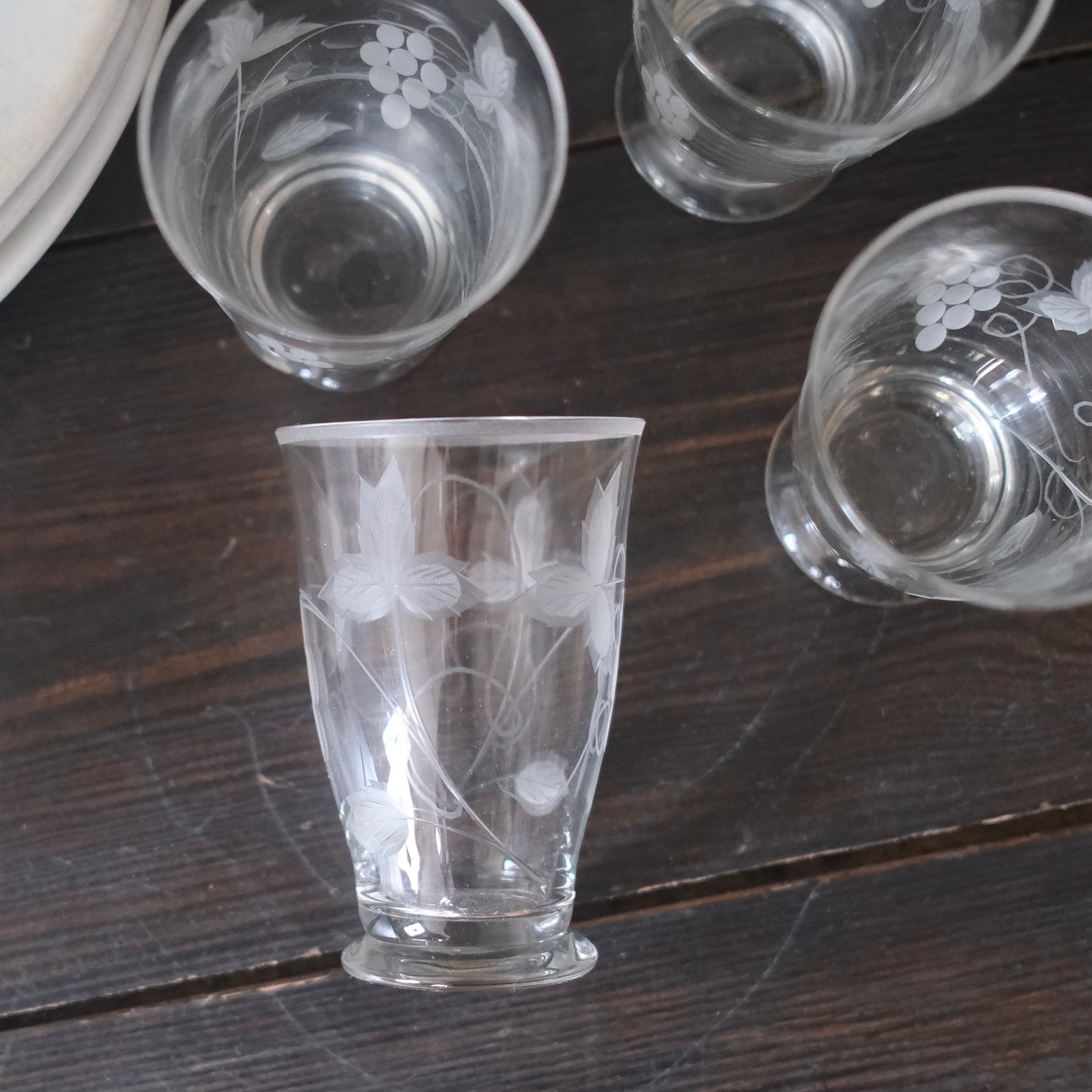 Graverade Vintage Dricksglas set om 4