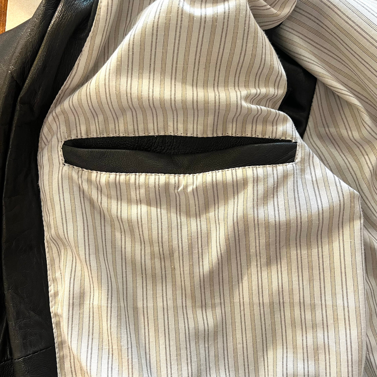 Svart Läderjacka Med Fickor