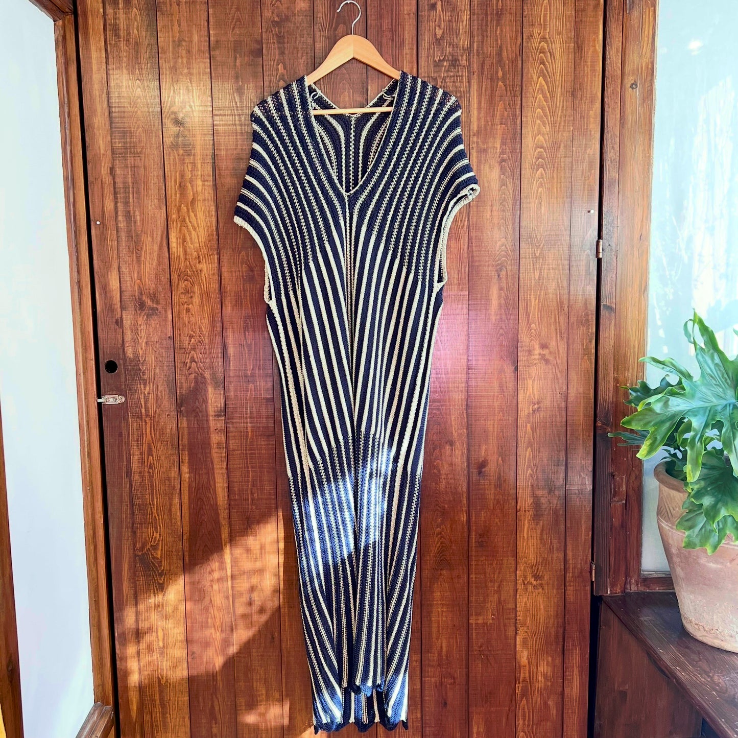 Stickad Blå Kaftan - Storlek L