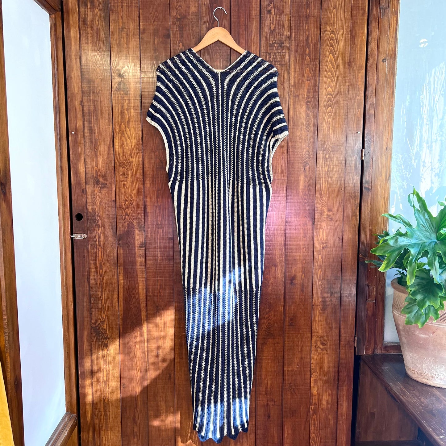 Stickad Blå Kaftan - Storlek L