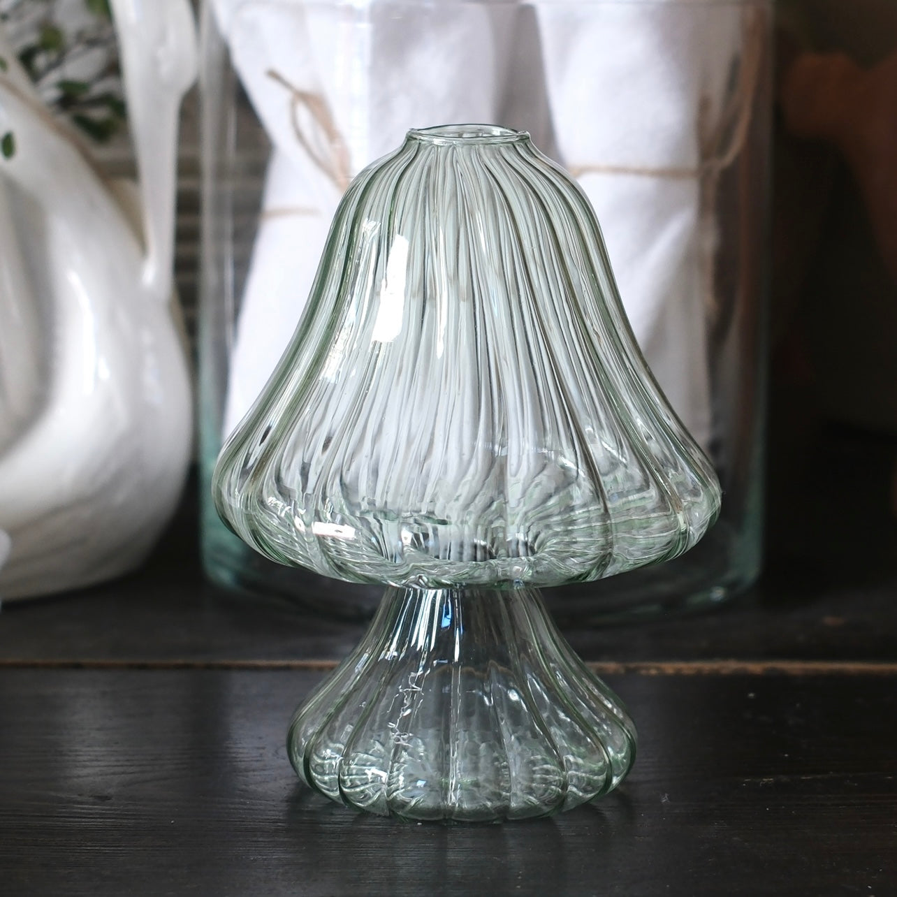 Munblåst Grön Liten Glasvas