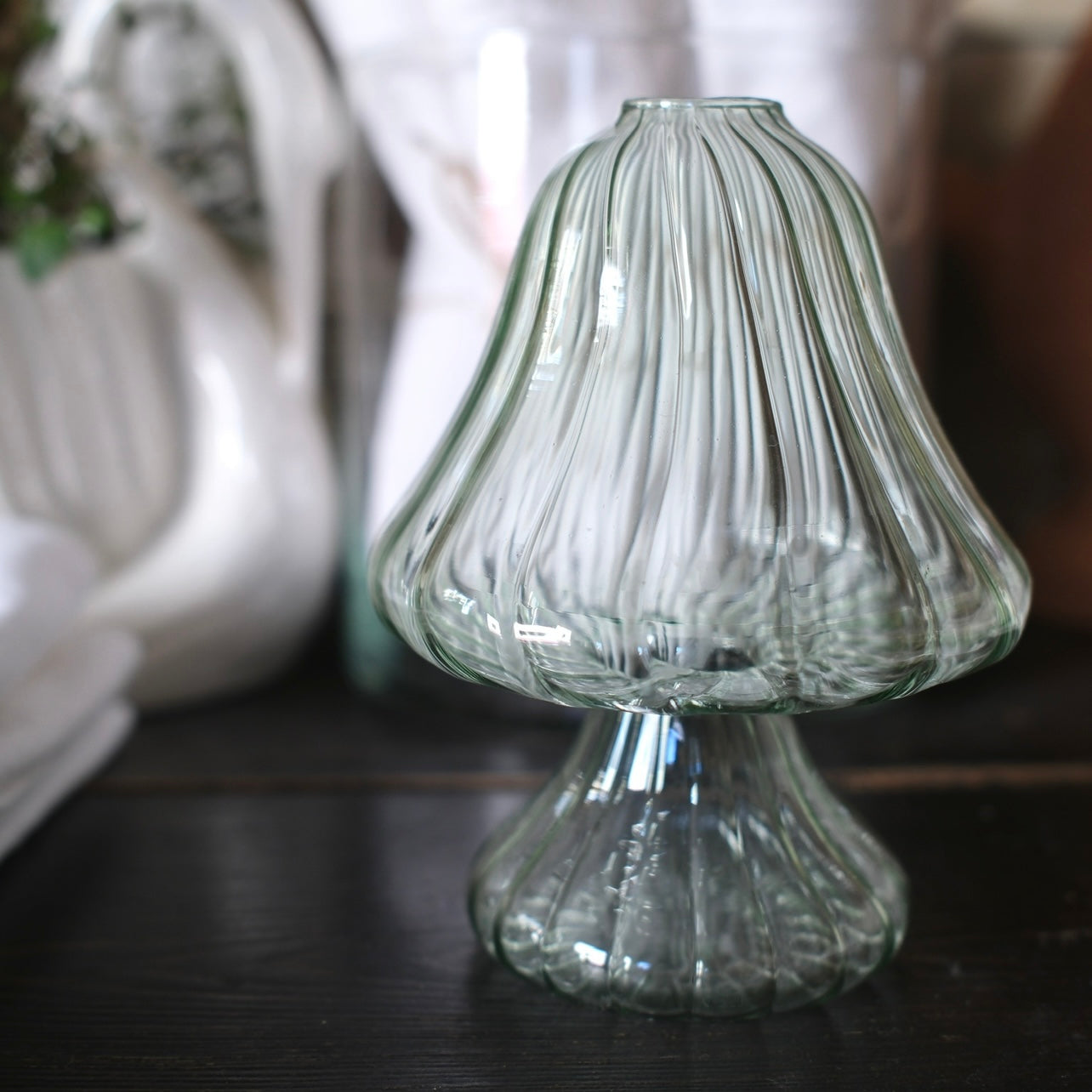 Munblåst Grön Liten Glasvas