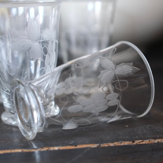 Graverade Vintage Dricksglas set om 4