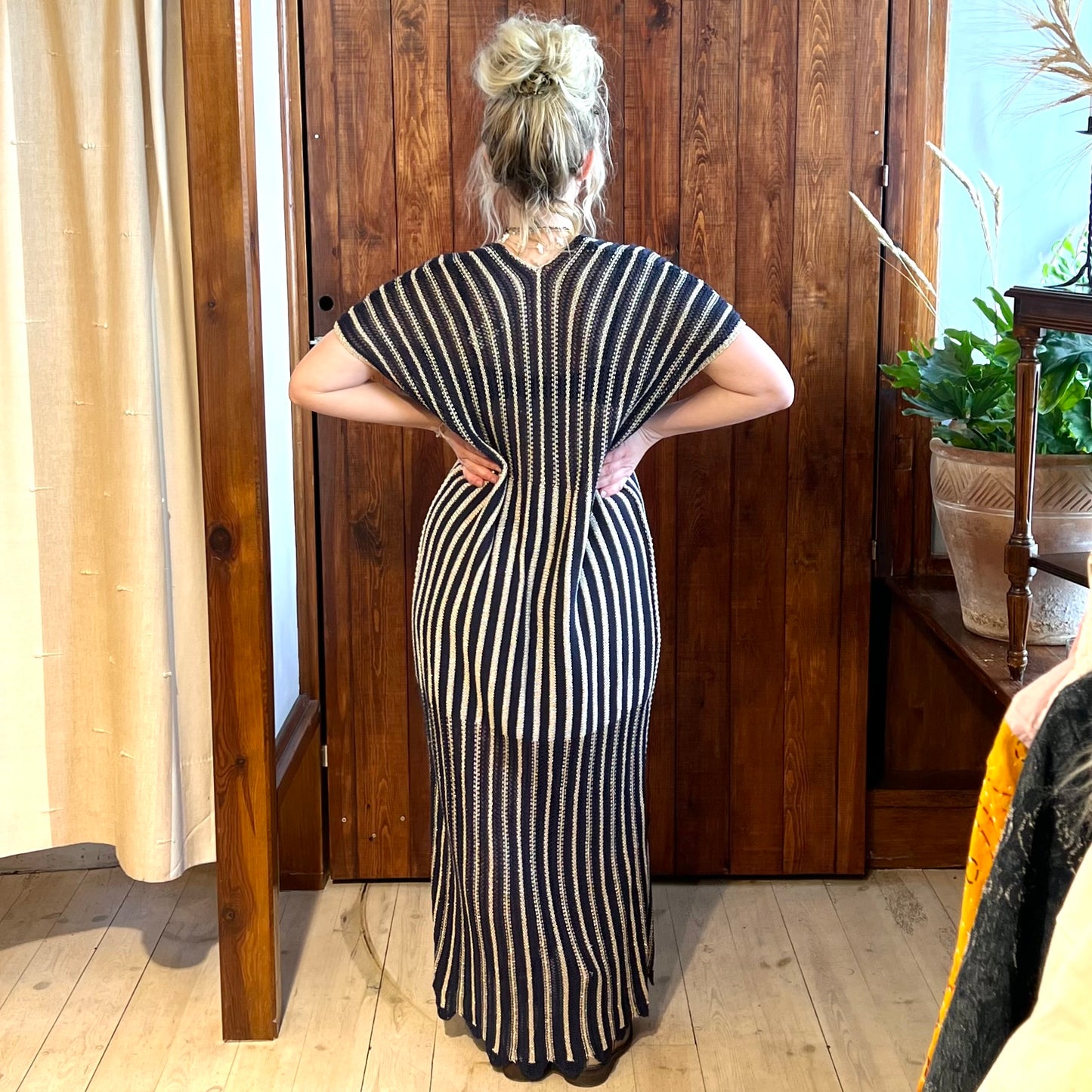 Stickad Blå Kaftan - Storlek L