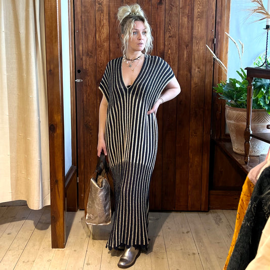 Stickad Blå Kaftan - Storlek L