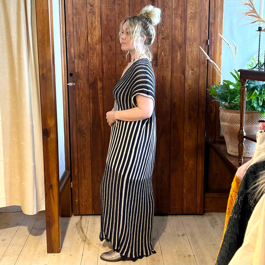 Stickad Blå Kaftan - Storlek L